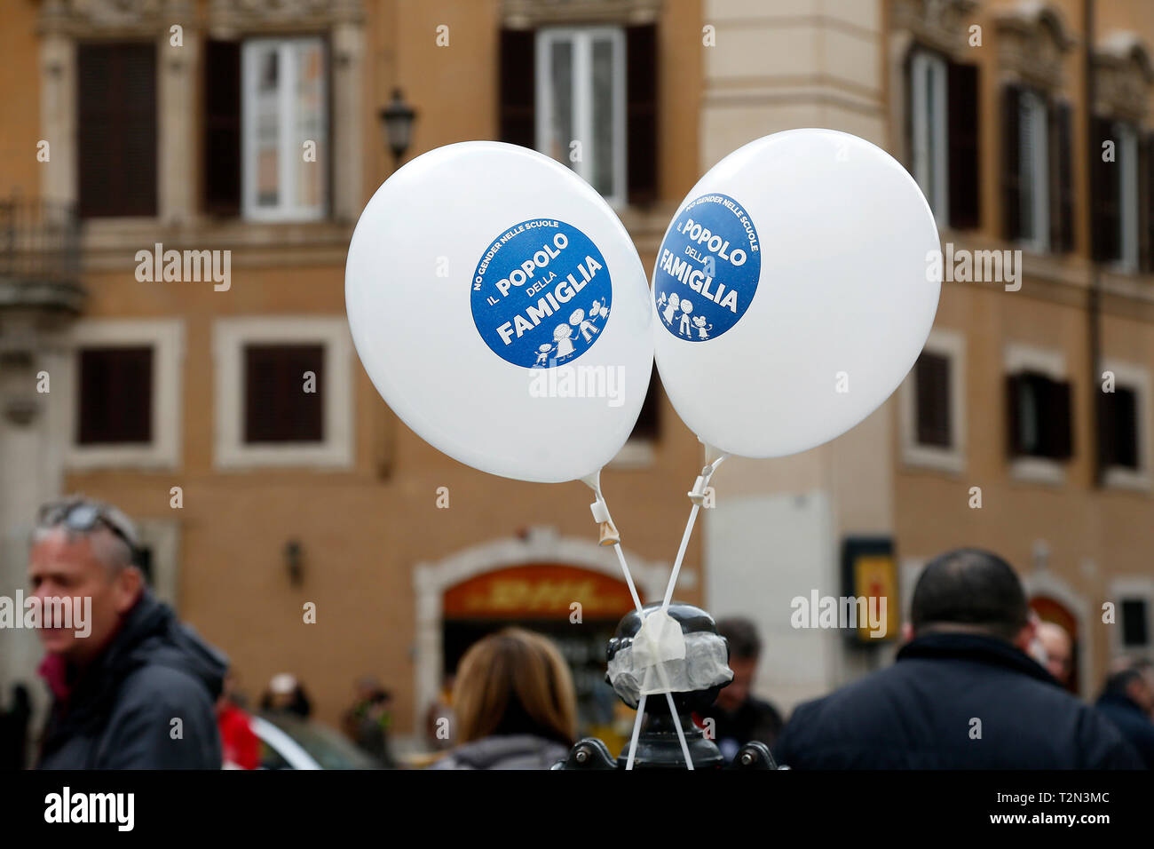 Roma, 4 aprile 2019. Dimostrazione delle persone di famiglia. Persone di famiglia è un conservatore sociale movimento politico in Italia. foto di Samantha Zucchi/Insidefoto Foto Stock