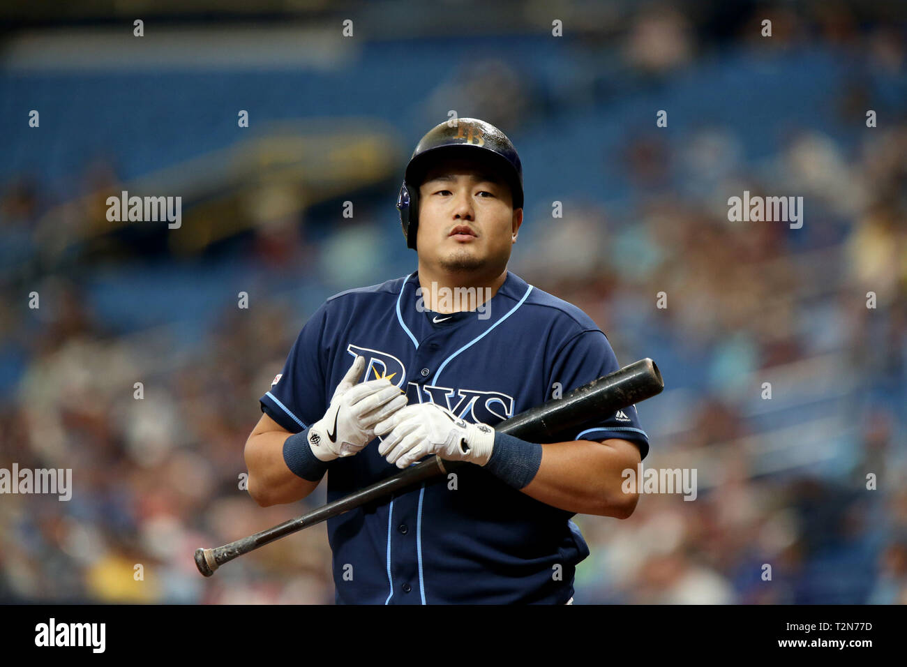 San Pietroburgo, Florida, Stati Uniti d'America. 3 apr, 2019. DOUGLAS R. CLIFFORD | Orari .Colorado Rockies sinistra fielder David Dahl (26) si prepara per un at bat durante il primo inning di mercoledì (1/3/19) gioco tra il Tampa Bay Rays e Colorado Rockies a Tropicana in Campo San Pietroburgo. Credito: Douglas R. Clifford/Tampa Bay volte/ZUMA filo/Alamy Live News Foto Stock