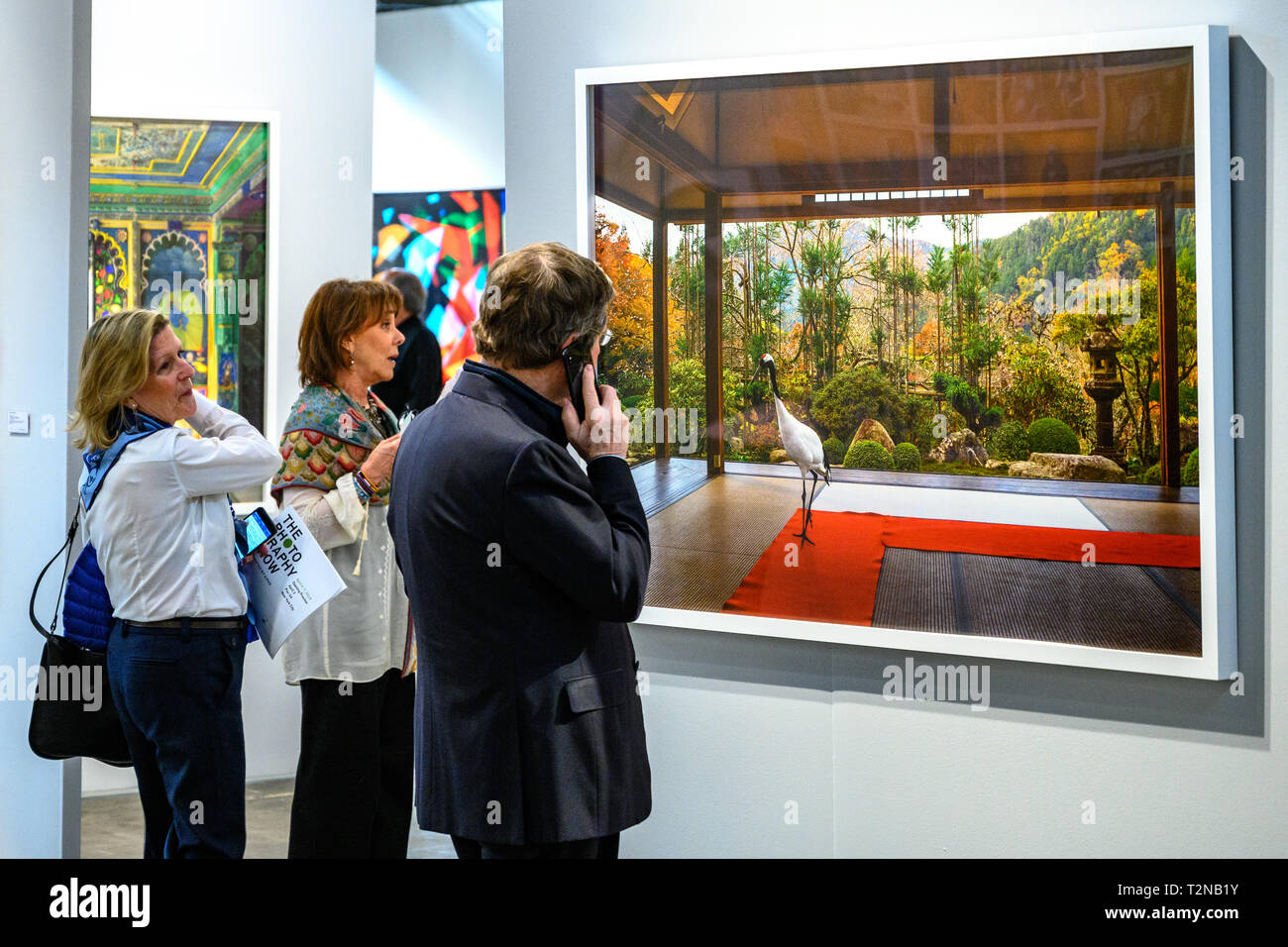 New York, Stati Uniti d'America. 7 apr, 2019. Le persone che frequentano l'anteprima della XXXIX edizione della mostra fotografica presentata da DIPAD (Associazione di fotografia internazionale di commercianti d'arte). La mostra presenta oltre 90 leader mondiali nel settore dell'arte fotografia gallerie e oltre 30 editori di libri nella città di New York dal 4 Aprile al 7. Credito: Enrique Shore/Alamy Live News Foto Stock