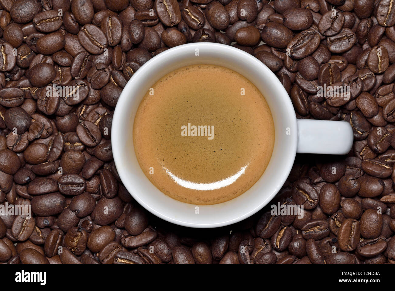 Caffè espresso e caffè in grani Foto Stock