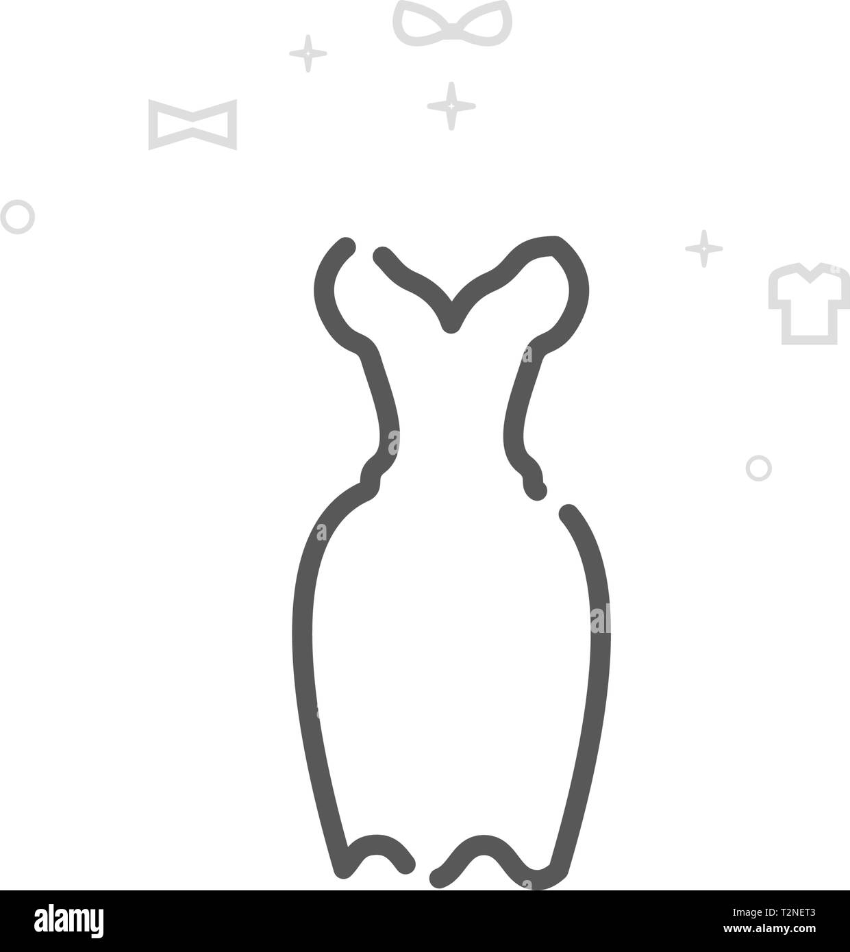 Womens Sera linea del vettore icona. Abiti, indumenti simbolo, il pittogramma, segno. Luce geometrica astratta sfondo. Corsa modificabile. Illustrazione Vettoriale