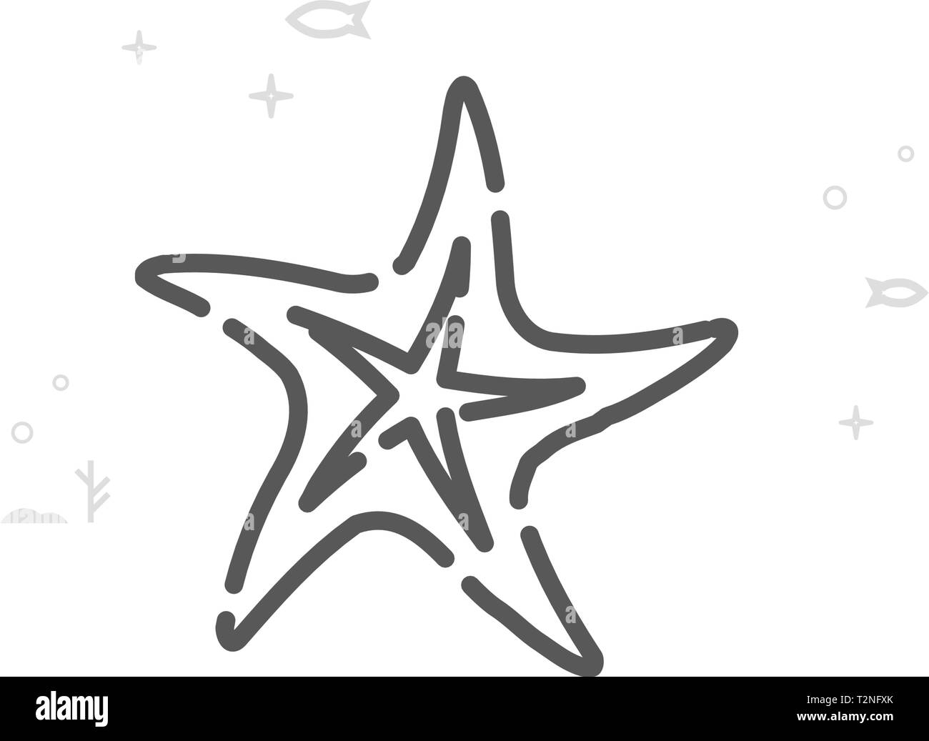 Starfish linea del vettore icona. La vita marina, creature del mare simbolo, il pittogramma, segno. Luce geometrica astratta sfondo. Corsa modificabile. Illustrazione Vettoriale