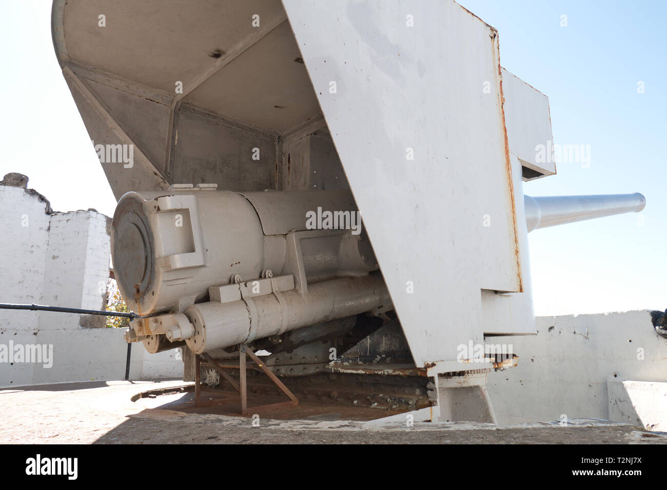 Il vecchio cannone militare situato sulla Rocca di Gibilterra Foto Stock