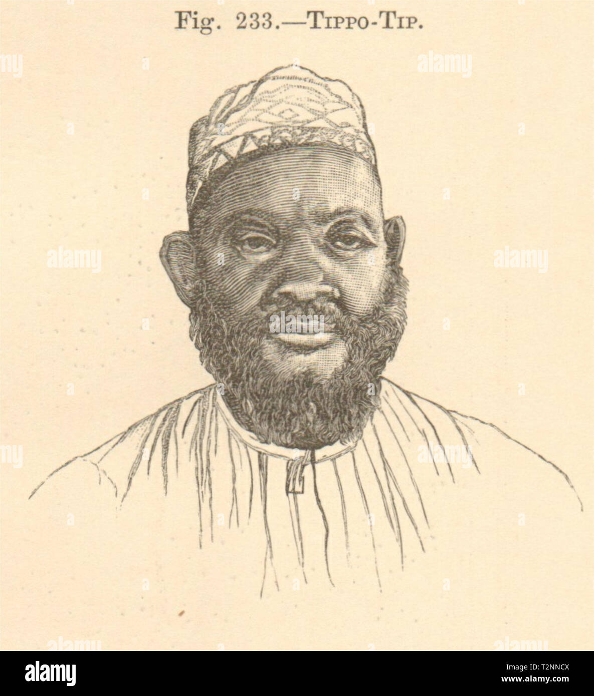 Tippu-Tip. Il swahili-slave Zanzibari trader. Tanzania. Piccola 1885 antica stampa Foto Stock