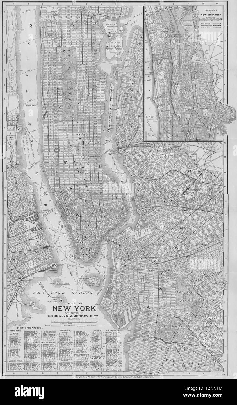 NEW YORK CITY PLAN. Mostra Manhattan Brooklyn piano Jersey 1893 mappa vecchia Foto Stock