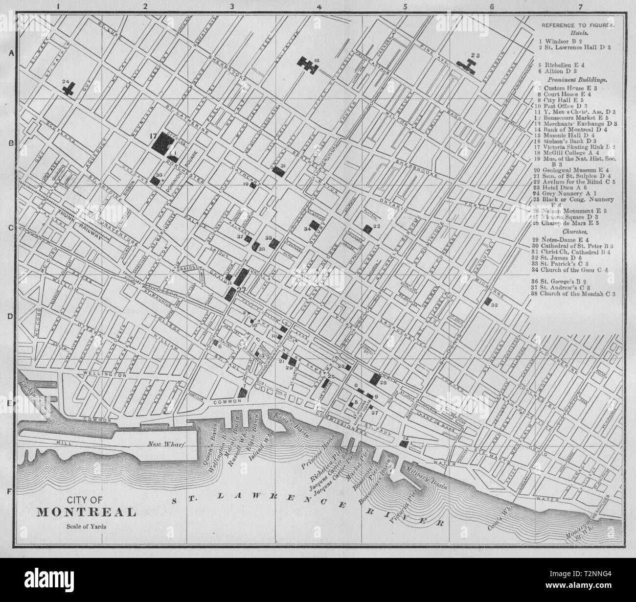 MONTRÉAL Montreal, Quebec Quebec. Antica città plan 1893 mappa vecchia Foto Stock