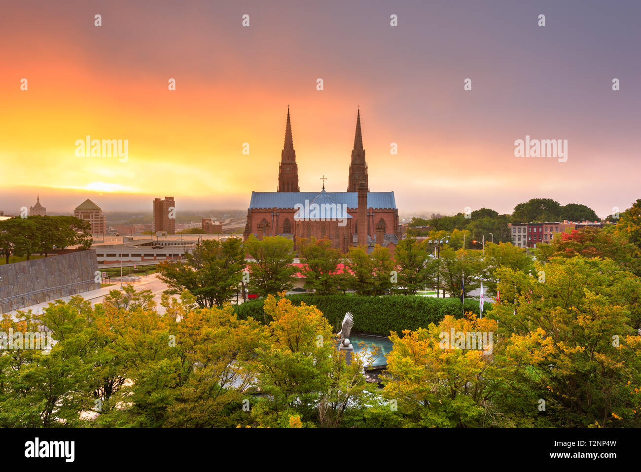 Albany, New York, Stati Uniti d'America presso la Cattedrale dell Immacolata Concezione di mattina. Foto Stock