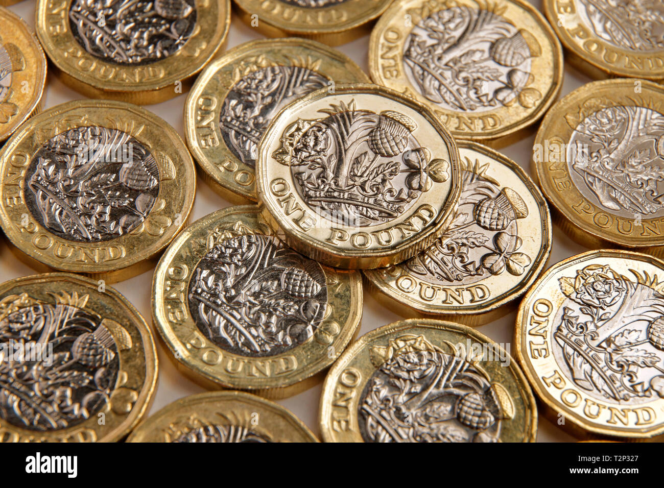 Sterlina Inglese monete. Foto Stock