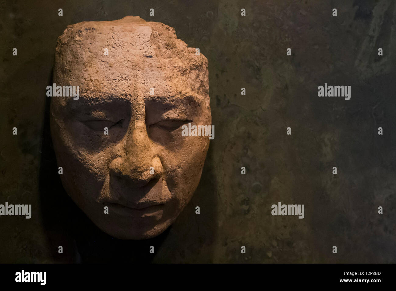 Città del Messico: la cultura Maya. Maschera predisposto di un uomo (Museo Nazionale di Antropologia) Foto Stock