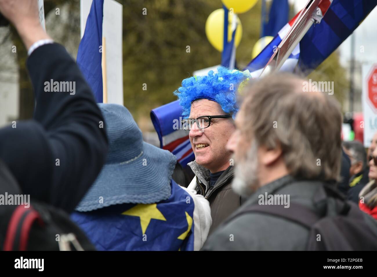 Brexit dimostrazioni di piazza del Parlamento, Londra Inghilterra Aprile 2019 Foto Stock