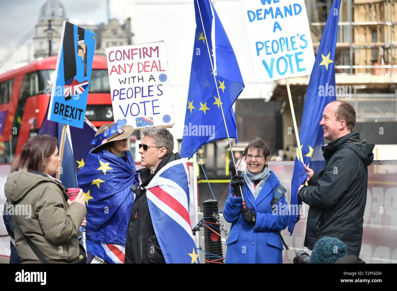 Brexit dimostrazioni di piazza del Parlamento, Londra Inghilterra Aprile 2019 Foto Stock