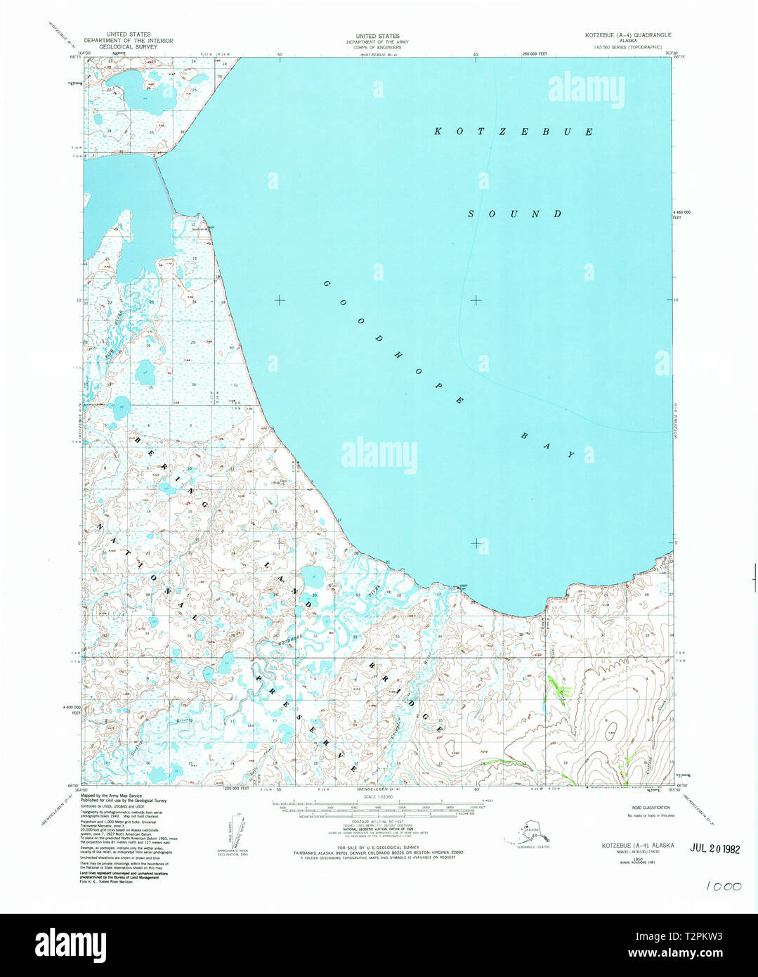 USGS TOPO Map Alaska Kotzebue AK A-4 356860 1950 63360 Restauro Foto Stock