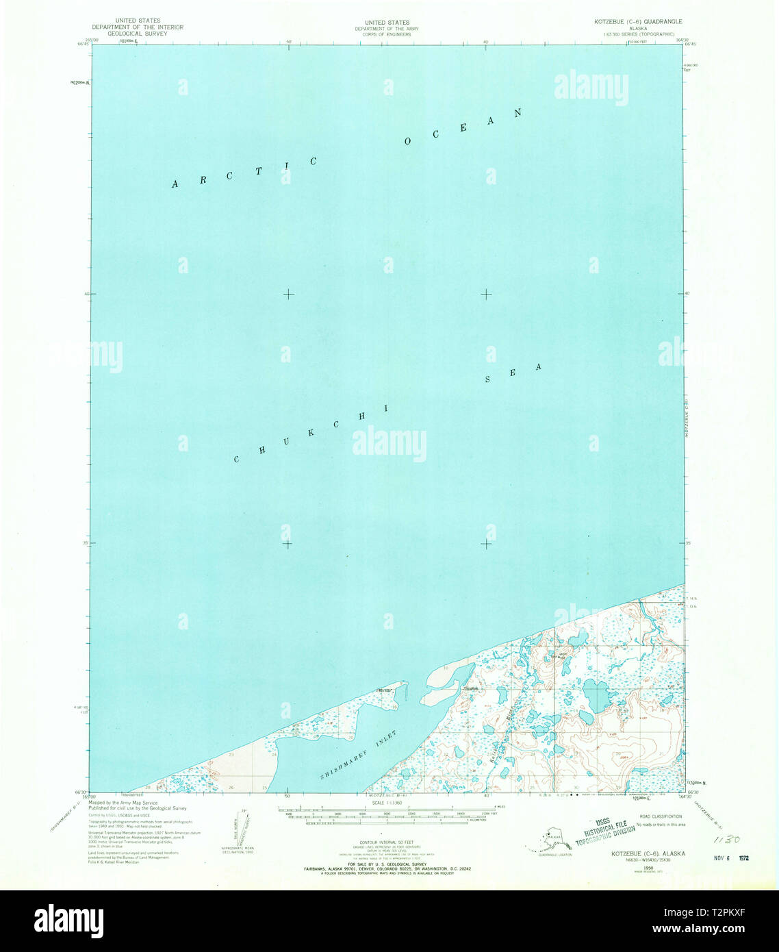 USGS TOPO Map Alaska Kotzebue AK C-6 356879 1950 63360 Restauro Foto Stock