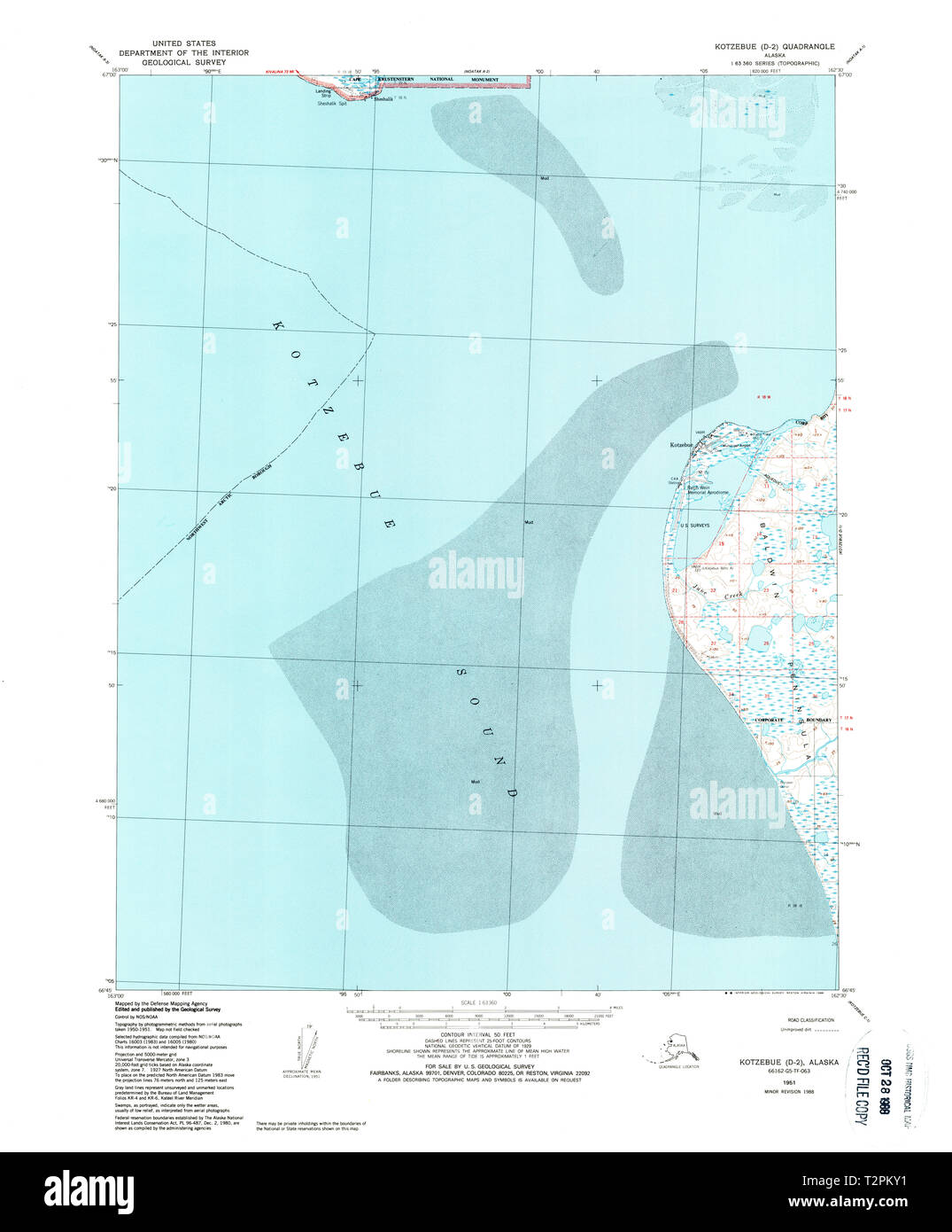 USGS TOPO Map Alaska Kotzebue AK D-2 356885 1951 63360 Restauro Foto Stock