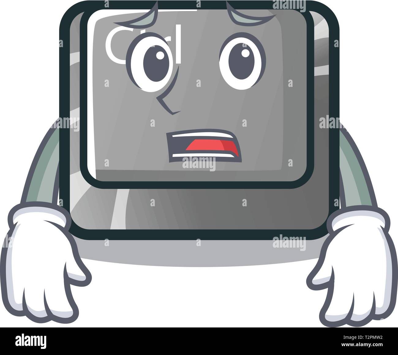 Paura di carattere pulsante ctrl attaccato sul computer illustrazione vettoriale Illustrazione Vettoriale