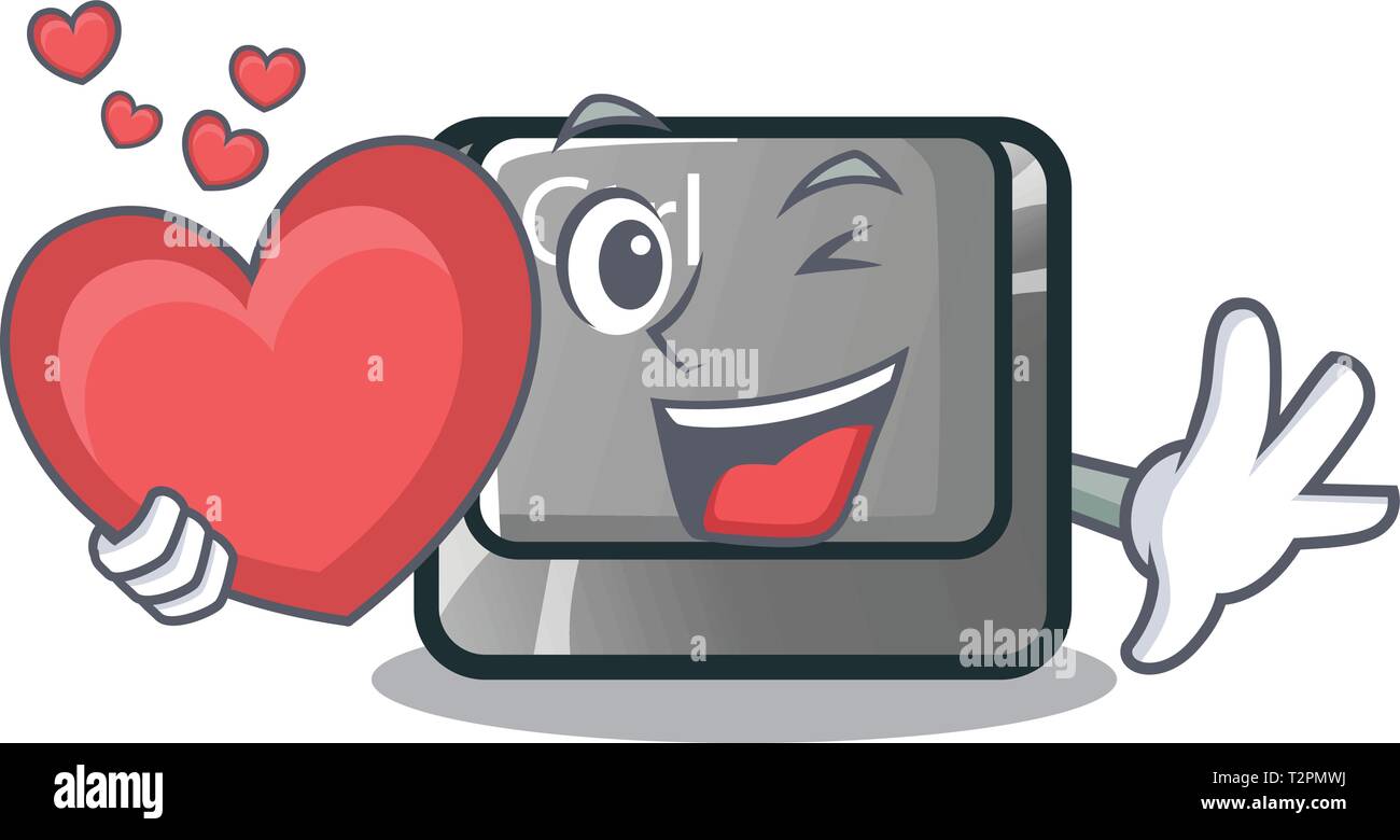 Con carattere di cuore pulsante ctrl attaccato sul computer illustrazione vettoriale Illustrazione Vettoriale