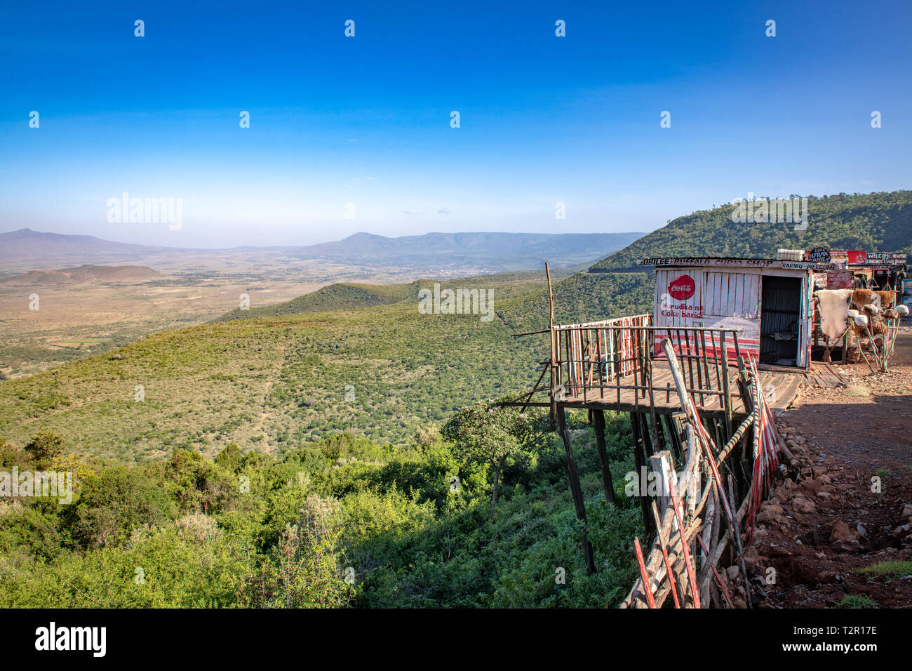 Vista che domina la Grande Rift Valley in Kenya Foto Stock