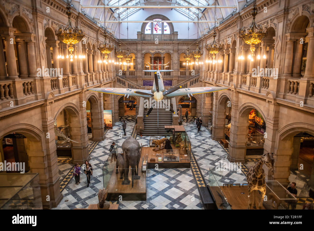 La lobby presso il Kelvingrove Museum di Glasgow, Scozia Foto Stock