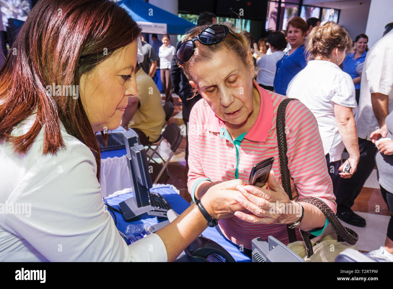 Miami Florida,River Waterside Center,City of Miami Technology Day,Elevate Miami,mostra collezione,informazioni,innovazione,promozione,Hispa Foto Stock