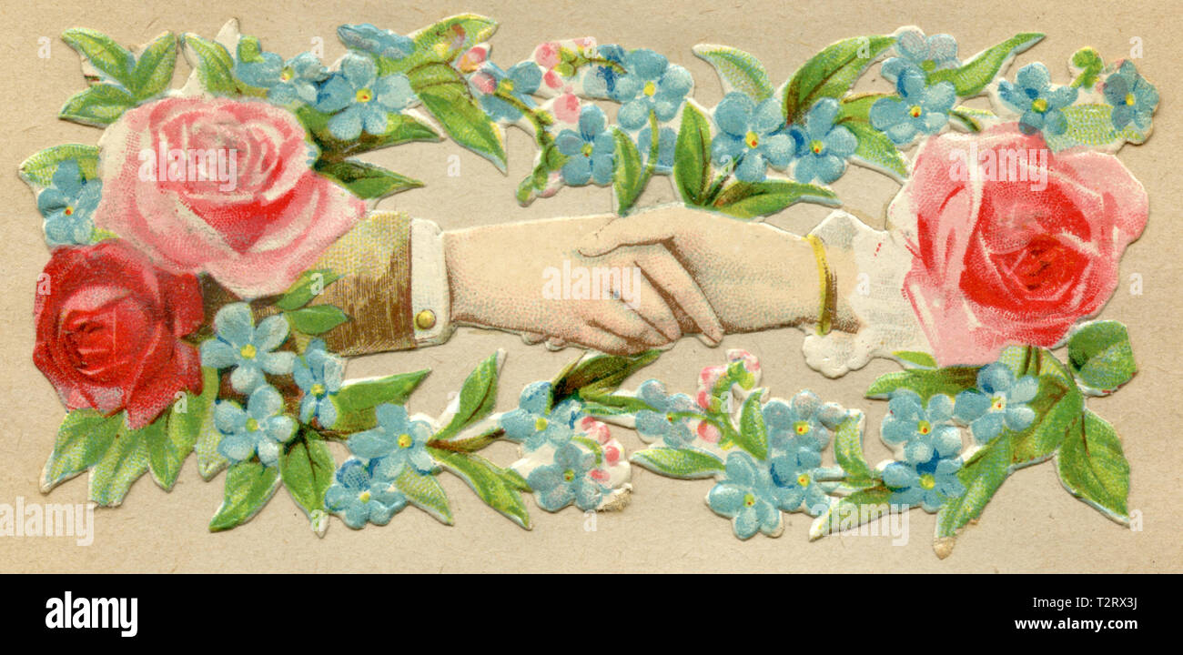Immagine lucida: mani dell uomo e della donna la tenuta di ciascun altro, 1906 Foto Stock