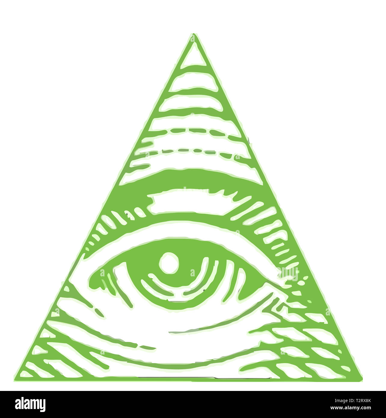 Occhio della provvidenza illuminati massoneria triangolo illustrazione  verde Foto stock - Alamy