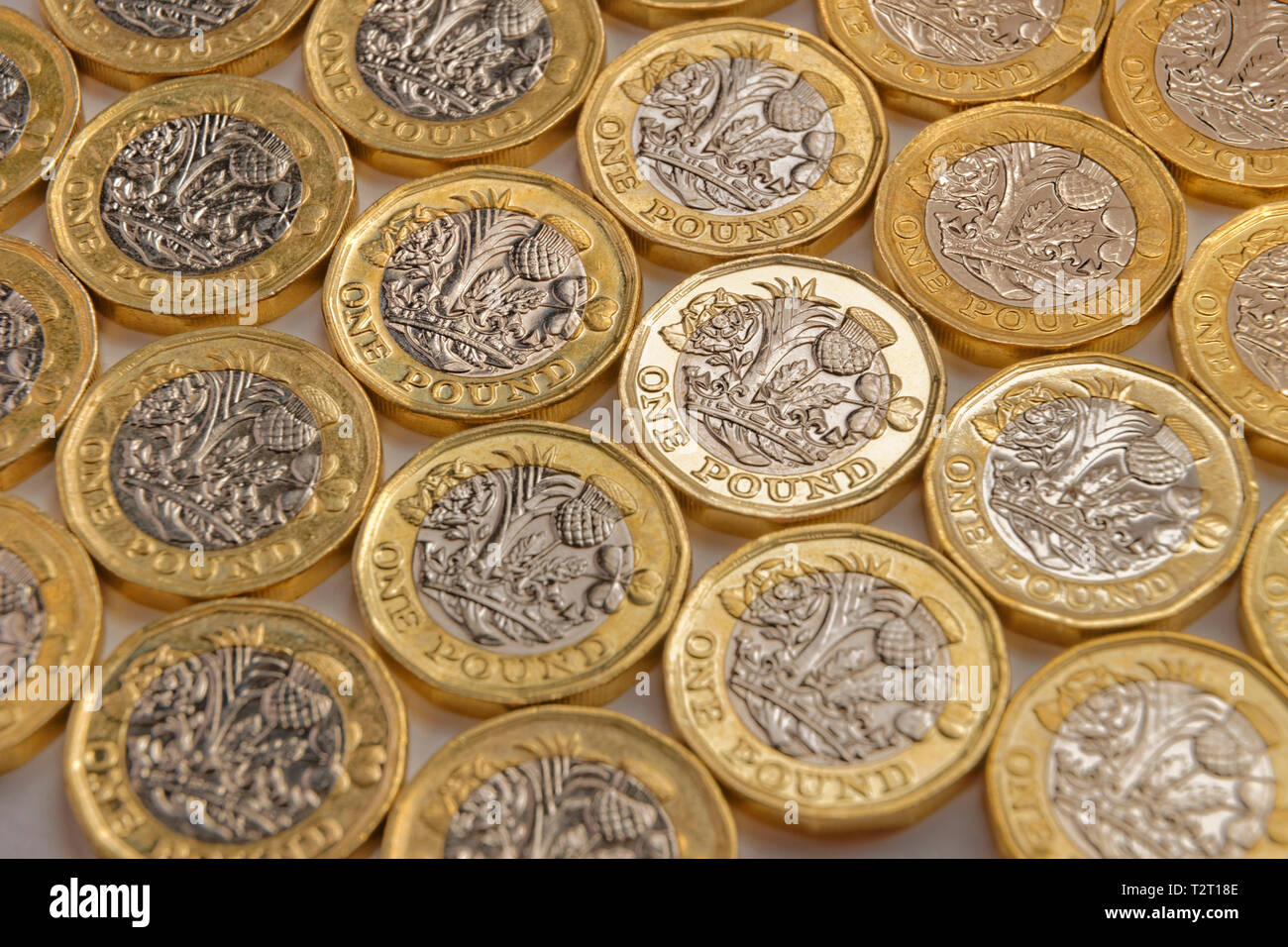 Sterlina Inglese monete. Foto Stock
