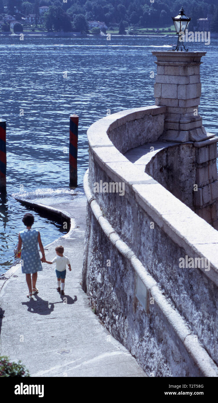 Effetto Polaroid, Isole Borromee 70s, Piemonte, Italia Foto Stock