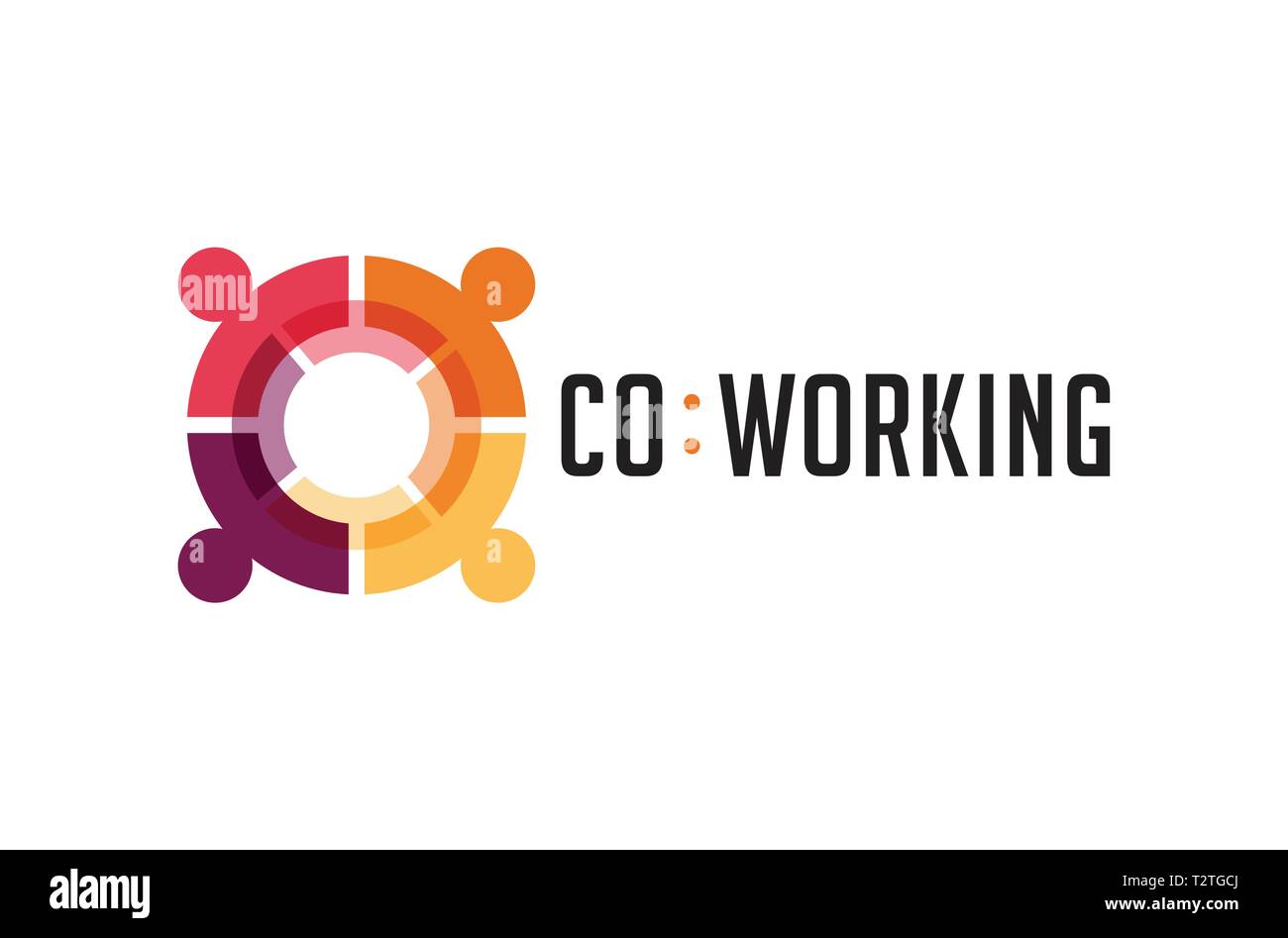 Spazio Coworking, zona di networking logo e icona. Vettore del modello di progettazione Illustrazione Vettoriale