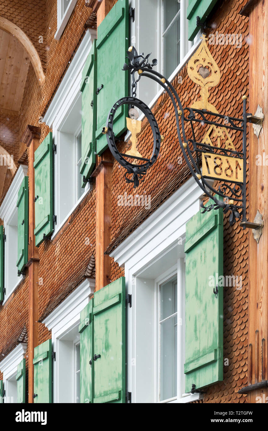 Austria, Parco della biosfera Grosses Walsertal, Buchboden, casa tipica Foto Stock