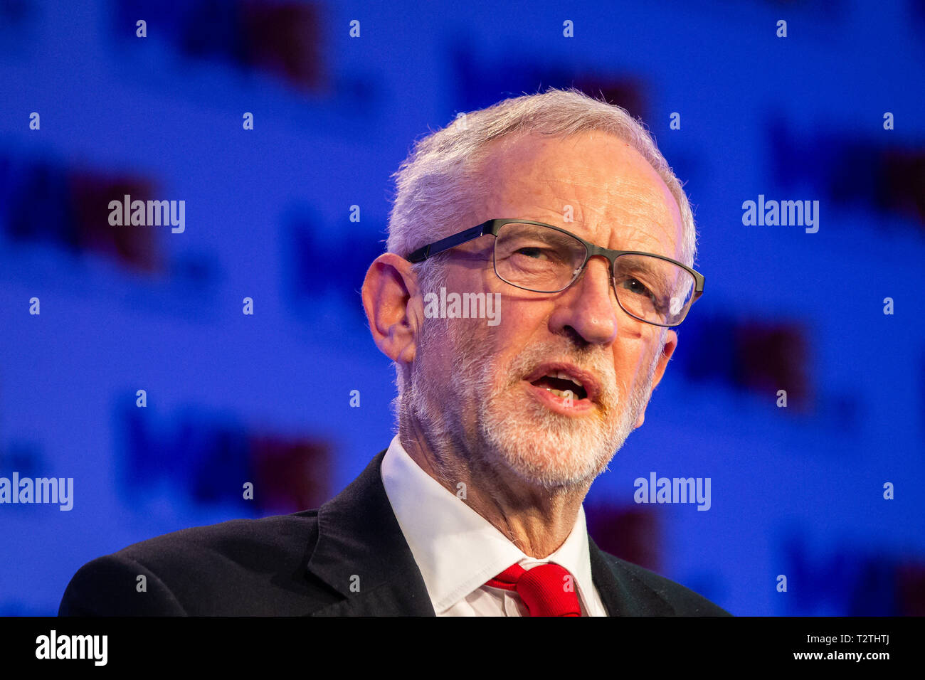 Jeremy Corbyn parla di EEF (ingegneria dei datori di lavoro) Federazione presso la Queen Elizabeth II Centre di Londra, Regno Unito. Foto Stock