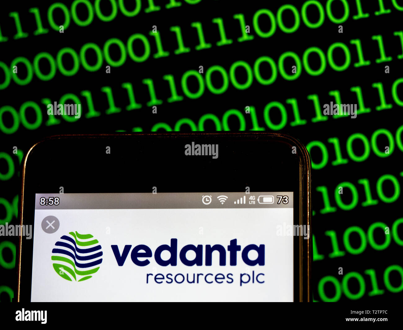 L'Ucraina. 4 apr, 2019. In questa foto illustrazione un la Vedanta Resources si vede il logo visualizzato su uno smart phone Credit: Igor Goiovniov SOPA/images/ZUMA filo/Alamy Live News Foto Stock