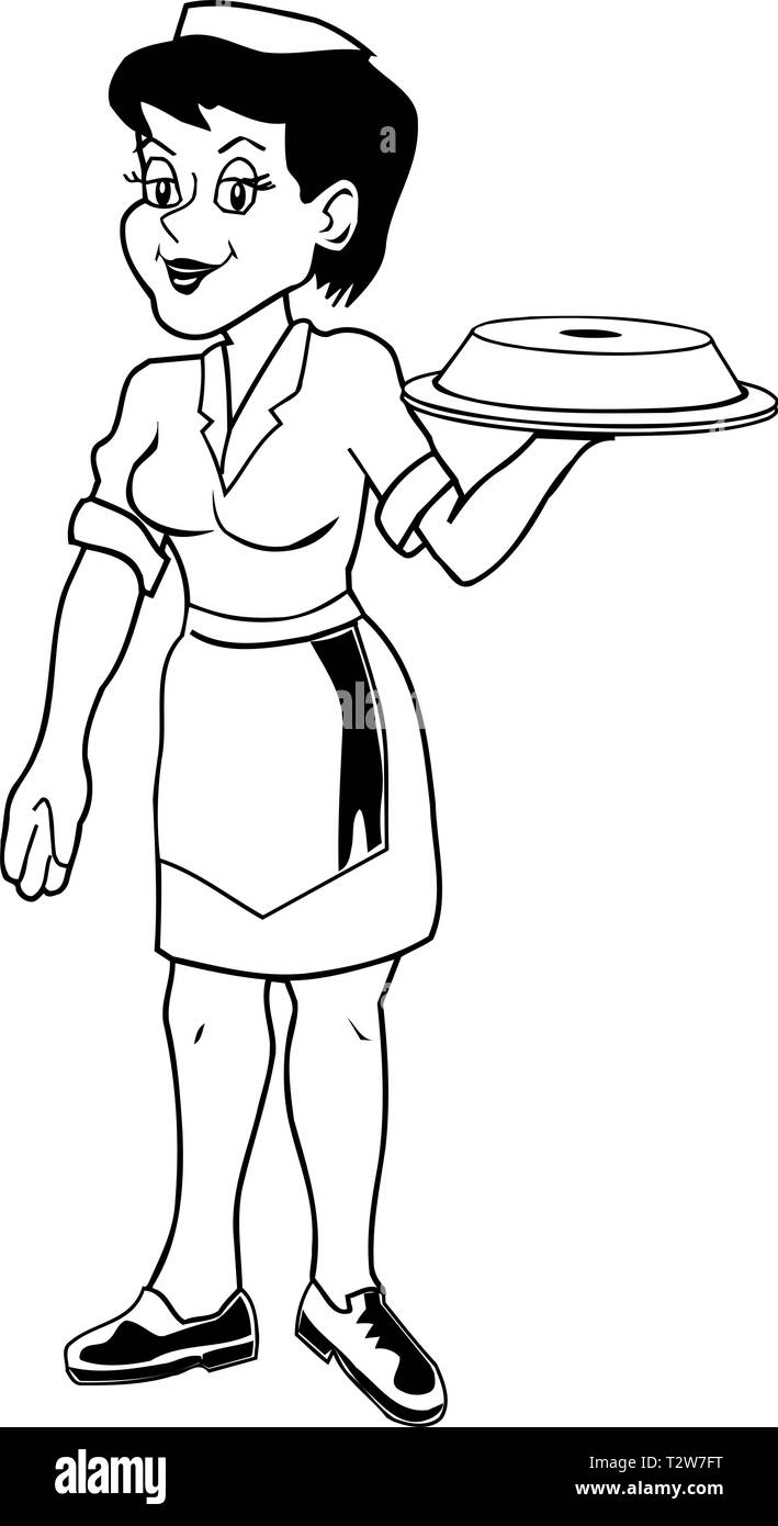 Cameriera di vettore illustrazione Cartoon Illustrazione Vettoriale