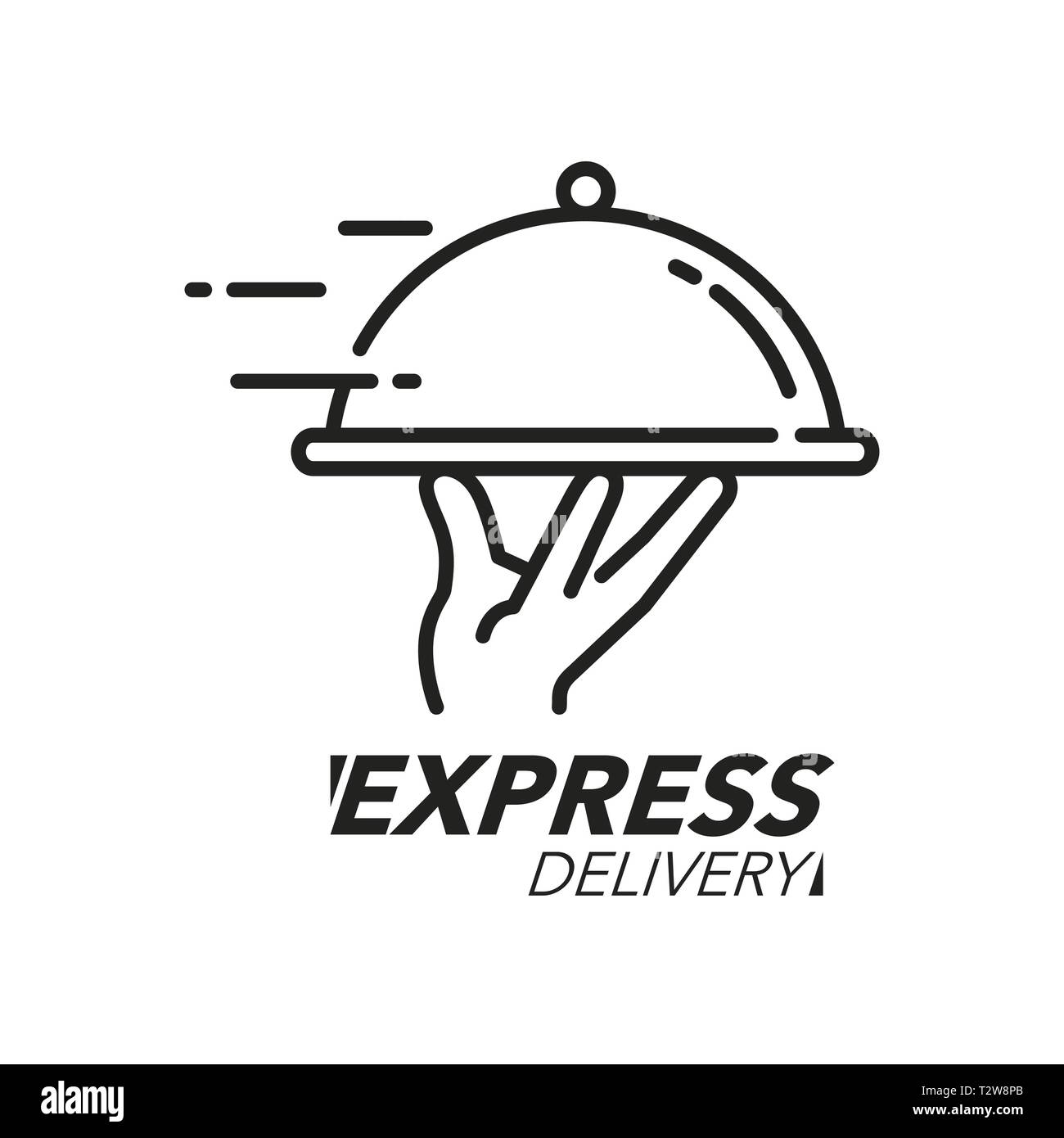 Express consegna concetto icona. Mano che tiene il piatto icona per servizio, ordine, veloce, gratuita e spedizione in tutto il mondo. Moderno design illustrazione vettoriale. Illustrazione Vettoriale