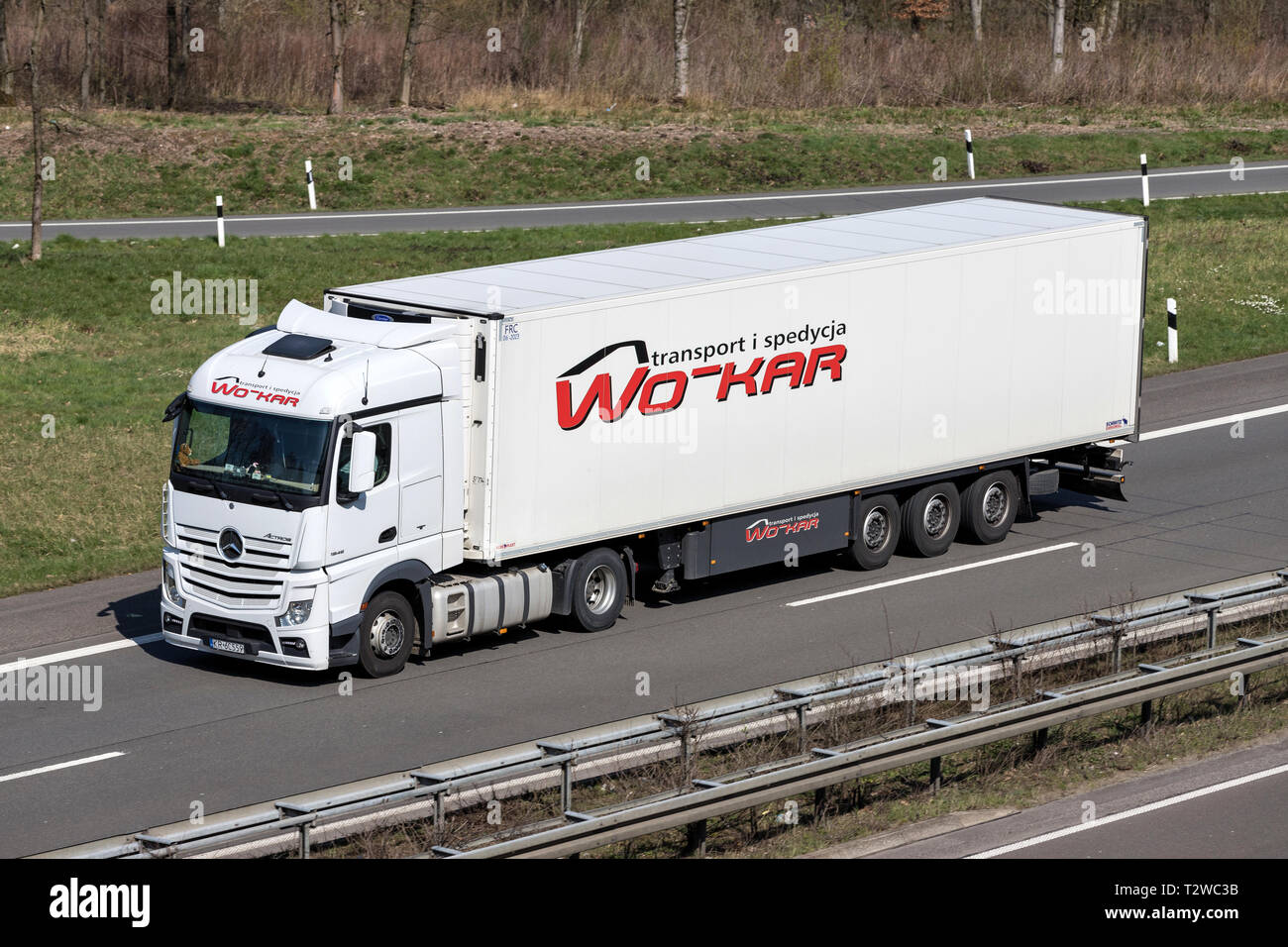 WO-KAR carrello su autostrada tedesca. Foto Stock