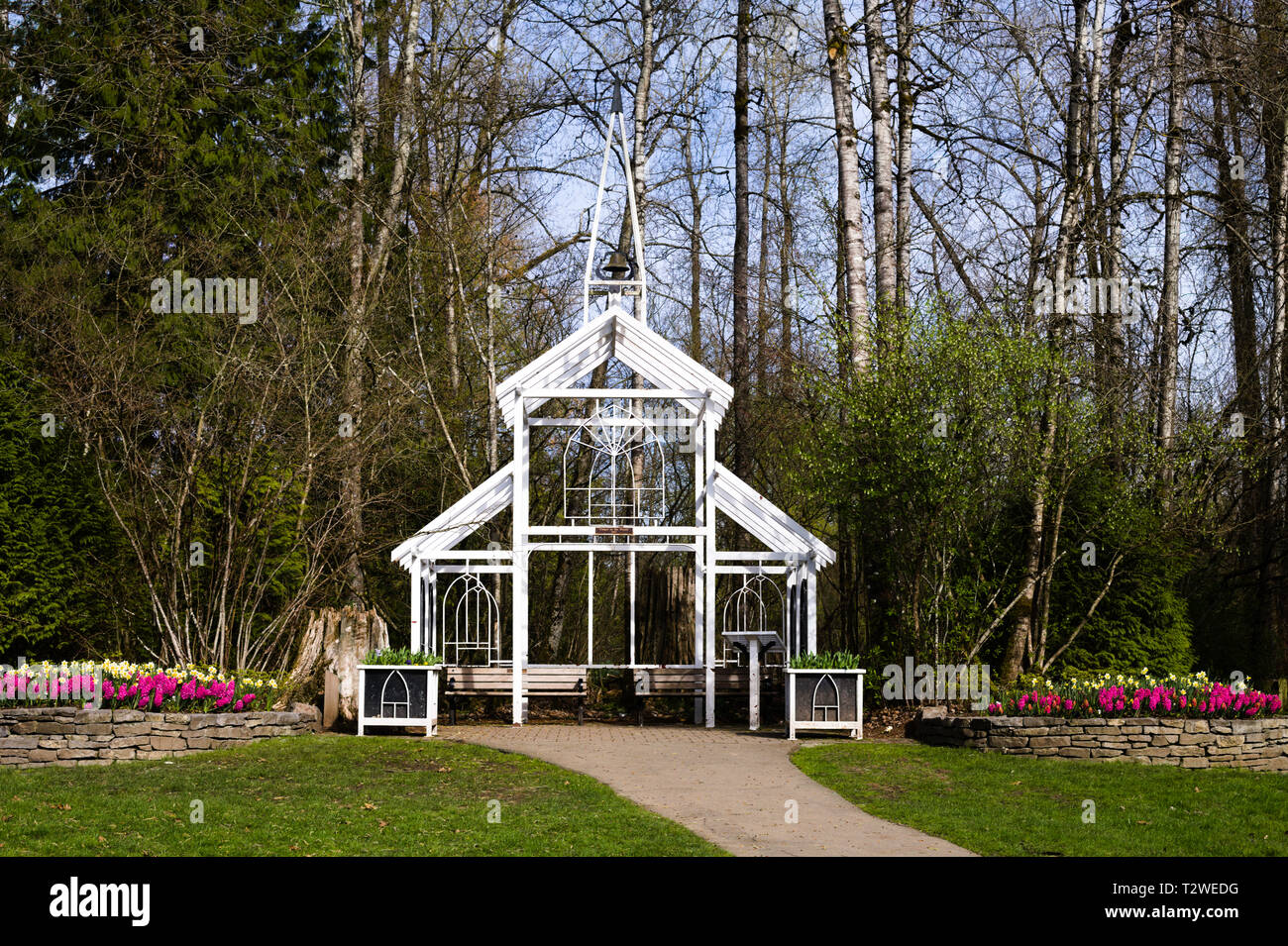 Una struttura di telaio chiesa in Bear Creek Park, Surrey, British Columbia, Canada Foto Stock