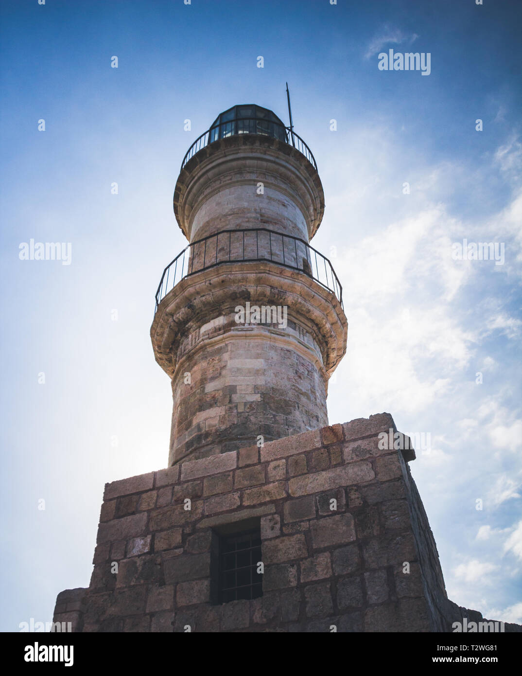 Faro nella cittadina di Chania, Creta, Grecia. Vacanze estive. Foto Stock