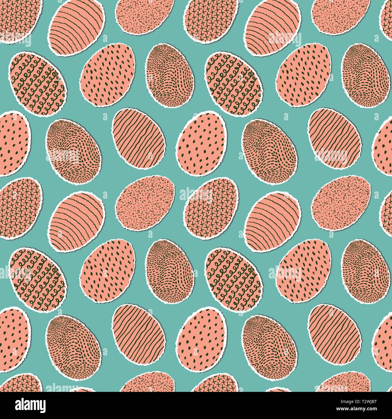 Modello senza soluzione di continuità con le uova di carta su sfondo verde Illustrazione Vettoriale