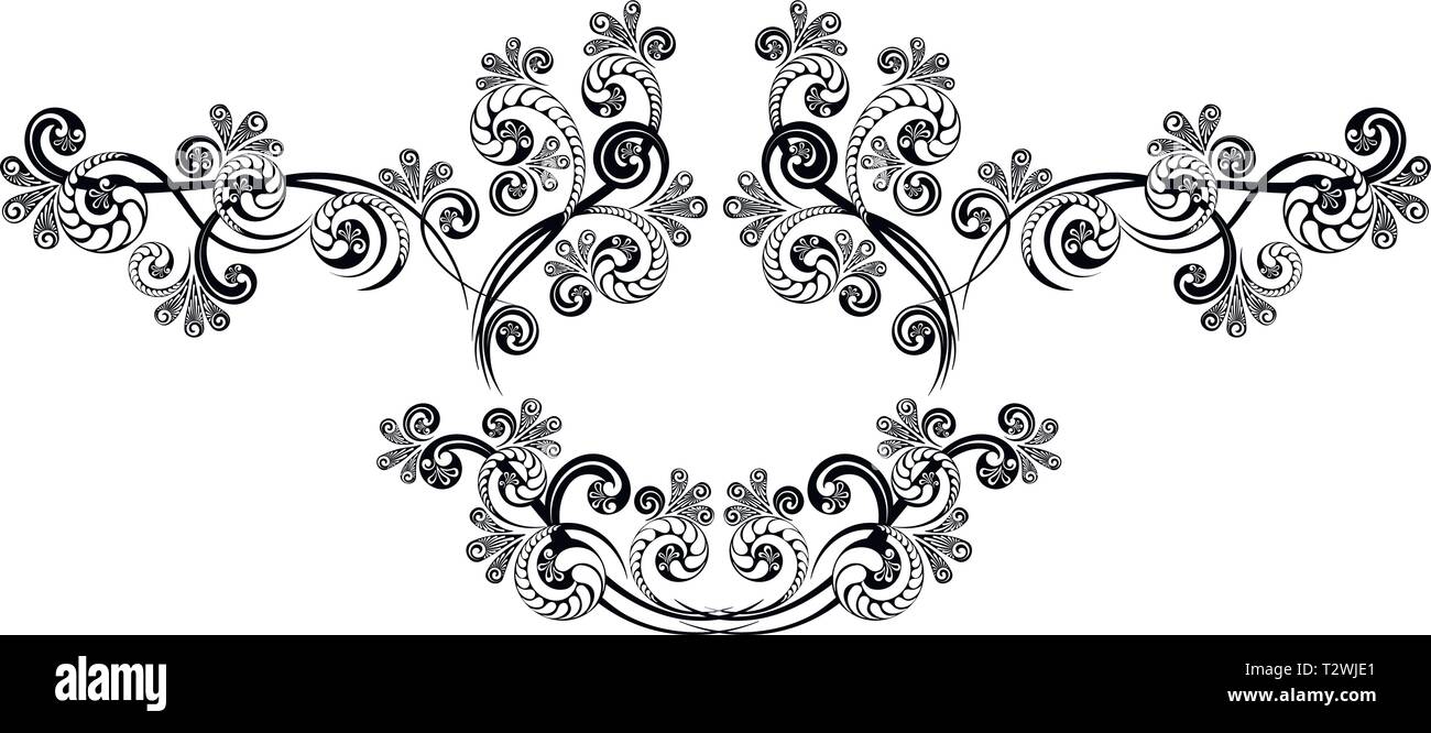 Vintage monogramma decorativo confine calligrafico. Modello digital signage, logo, etichette, adesivi, carte. Elementi classici del design per il matrimonio inviti. Illustrazione Vettoriale