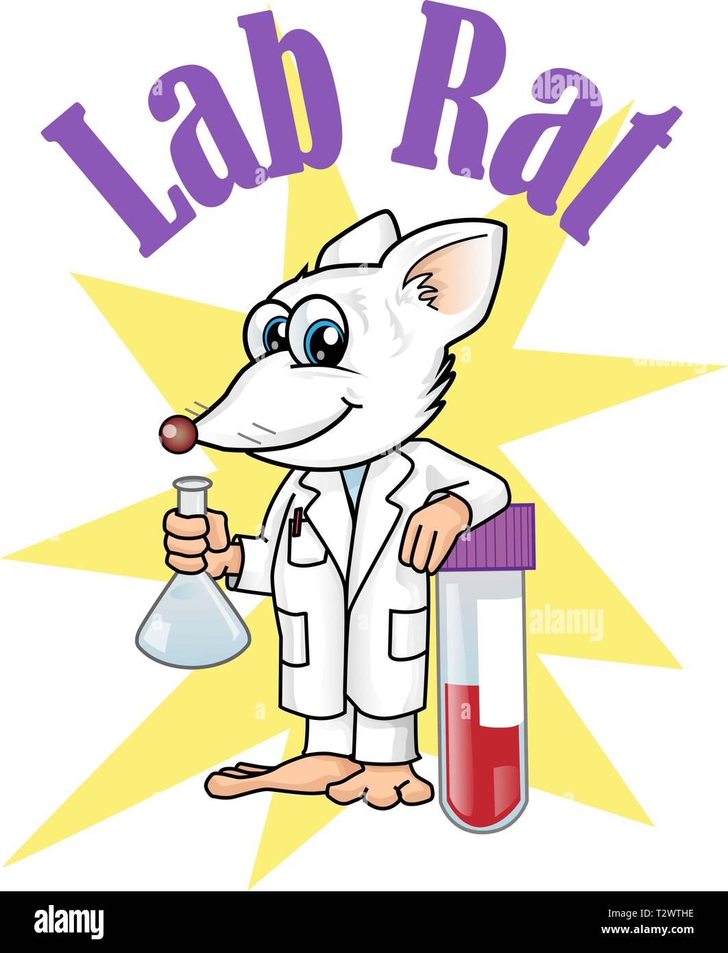 Laboratorio di ratto personaggio cartoon. vetcor illustrazione Illustrazione Vettoriale