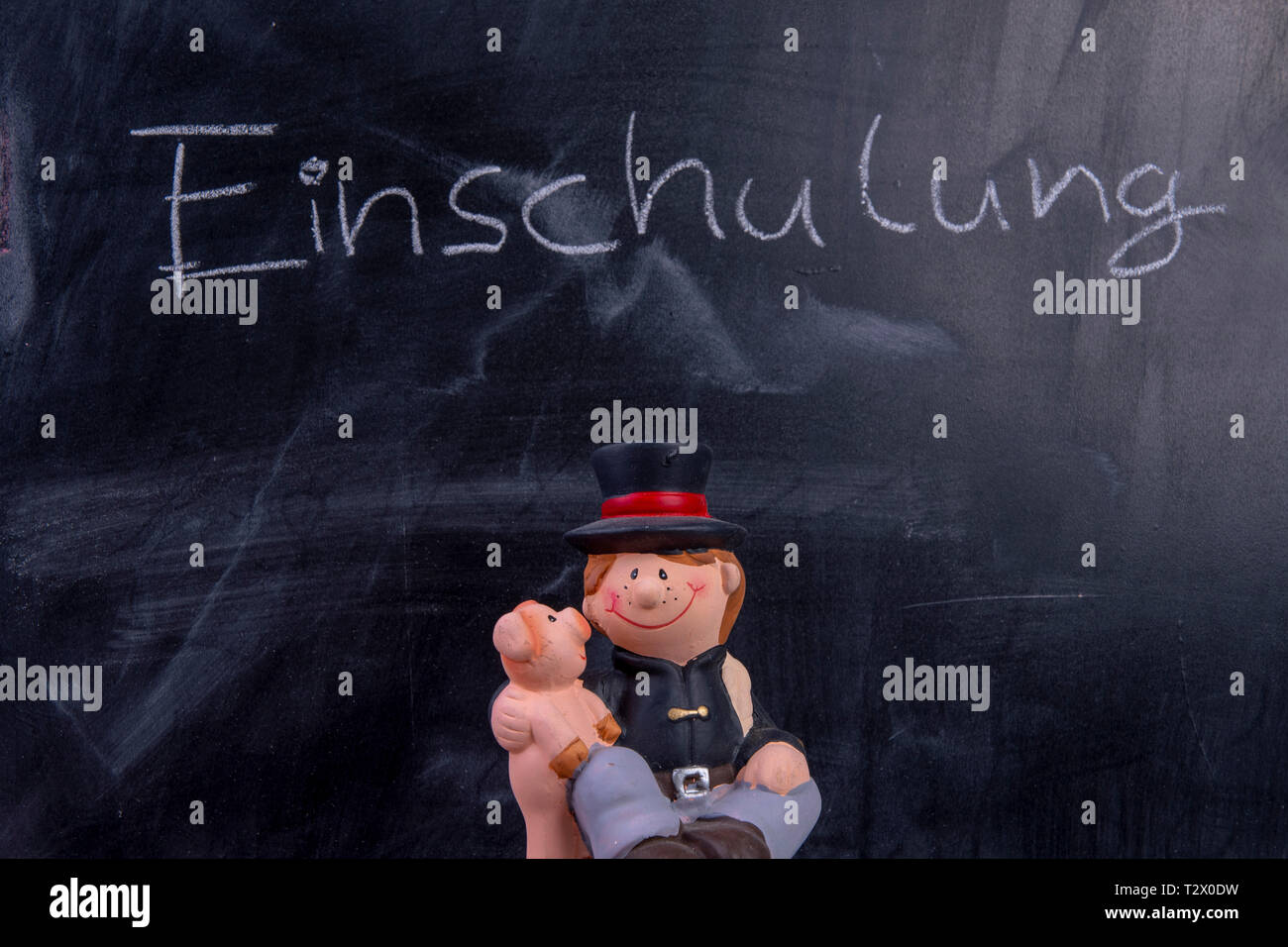 La scheda con la scritta "iscrizione scuola' e spazzacamino Foto Stock