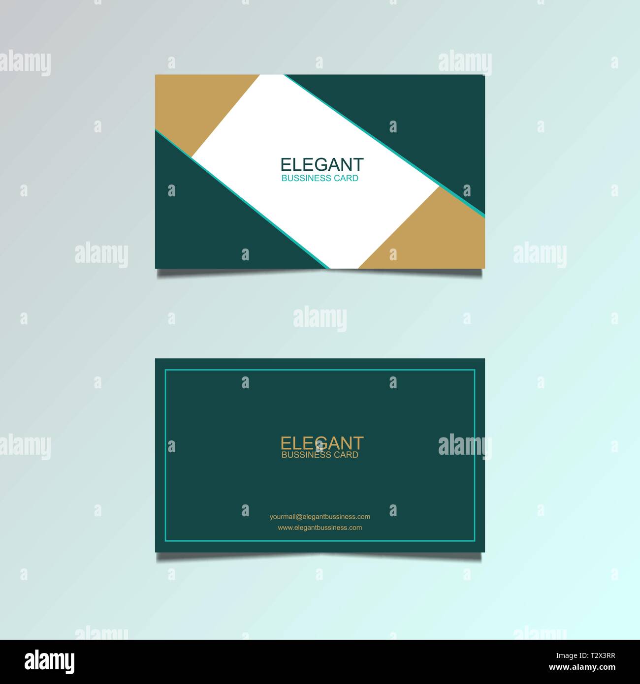 A doppia facciata moderna orizzontale business card modello. Vettore illustrazione mockup. Progettazione di cancelleria Illustrazione Vettoriale