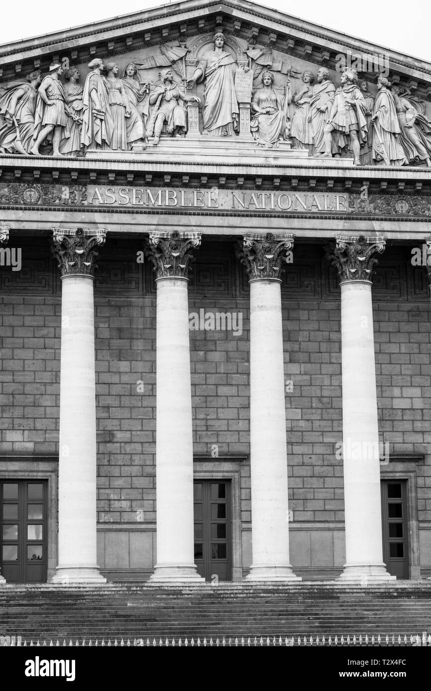 Palais Bourbon , sede dell'Assemblea nazionale francese, Parigi, Francia. Foto Stock