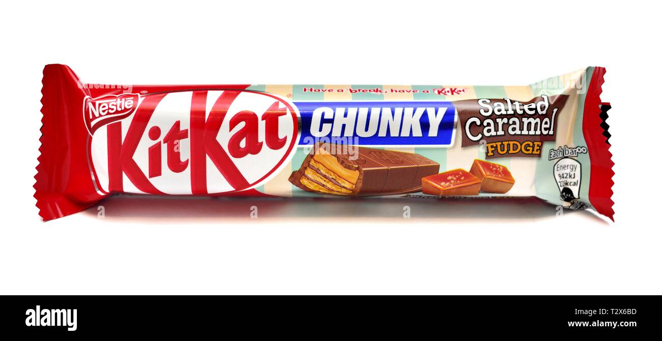 Kitkat Chunky,Salati Caramel fudge,singola barra,nestle brand Foto Stock