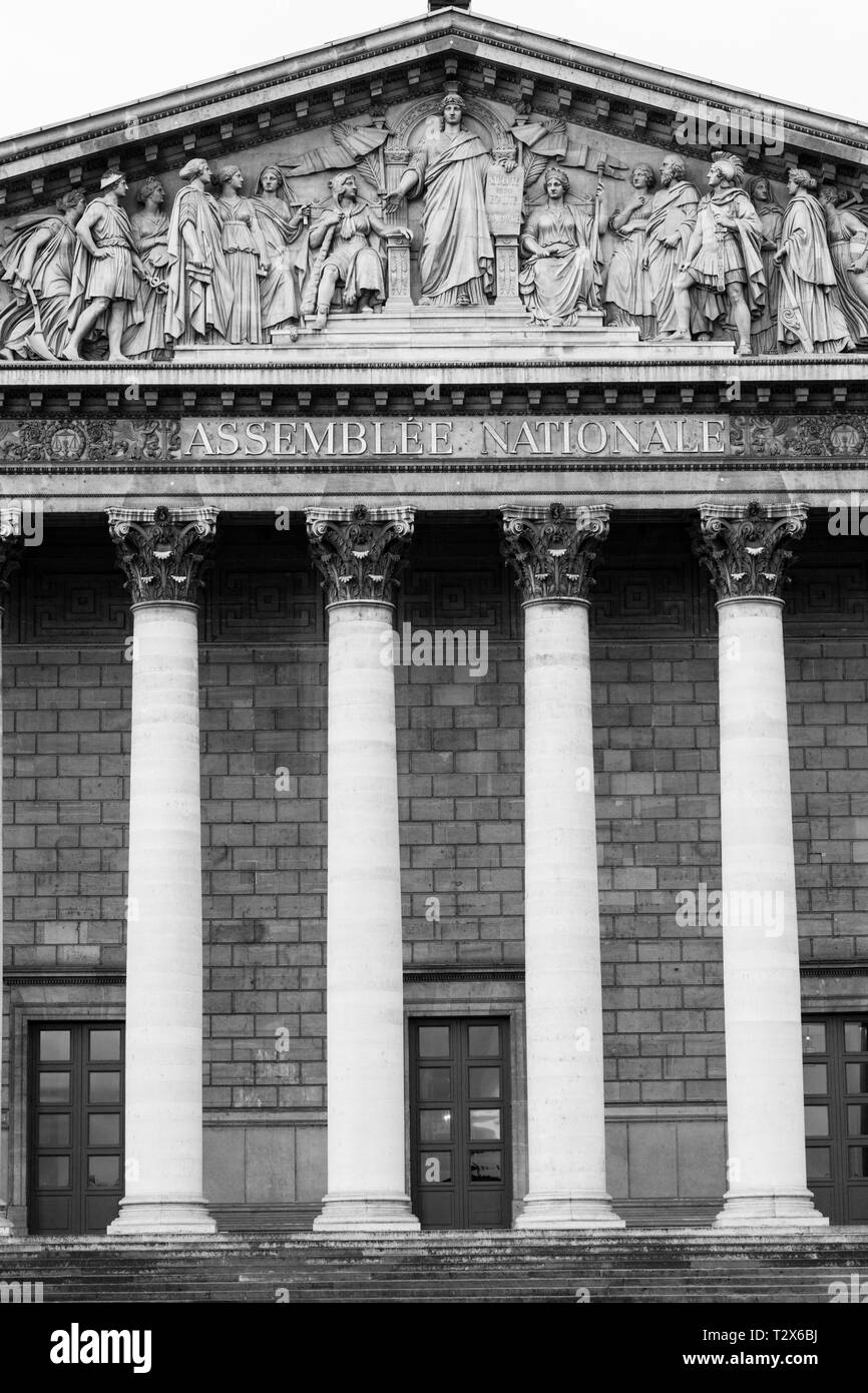 Palais Bourbon , sede dell'Assemblea nazionale francese, Parigi, Francia. Foto Stock