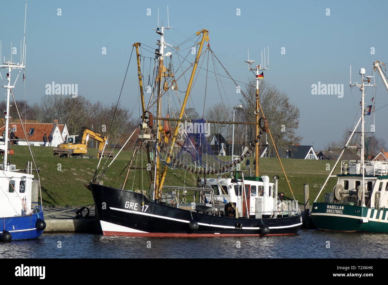 La taglierina pesca Korsar GRE 17 è il 17 febbraio 2019 nel porto di Greetsiel. Foto Stock