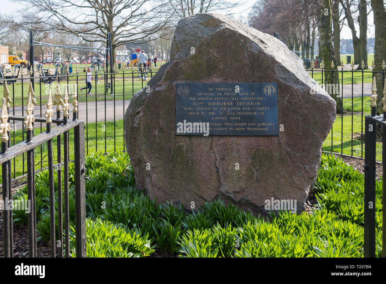 American ottantaduesima Airborne Division in Victoria Park, Leicester, Regno Unito Foto Stock