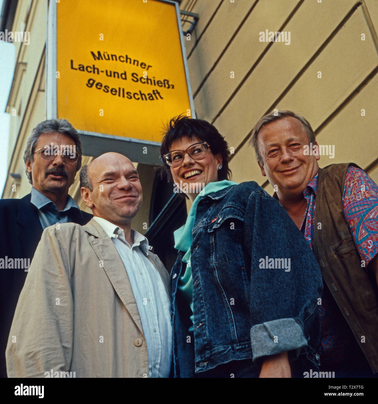 Münchner Lach- und Schießgesellschaft 1990, Ensemble: Henning Venske, Hans Jürgen Silberbaum, Gabi Lodemeier, Rainer Basedow Foto Stock