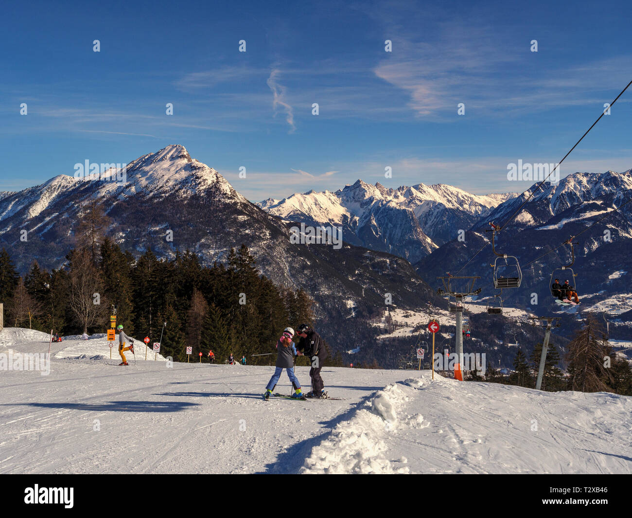 Sport invernali, zona sciistica Hochimst, Imst, Tirolo, Austria, Europa Foto Stock