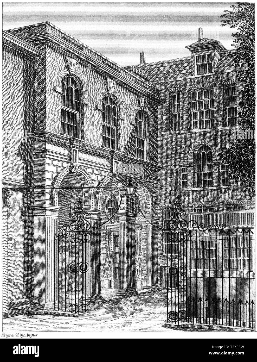 Una incisione di Salters Hall, Londra UK scansionati ad alta risoluzione da un libro pubblicato nel 1814. Questa immagine è creduto di essere libera di tutti i copyright r Foto Stock