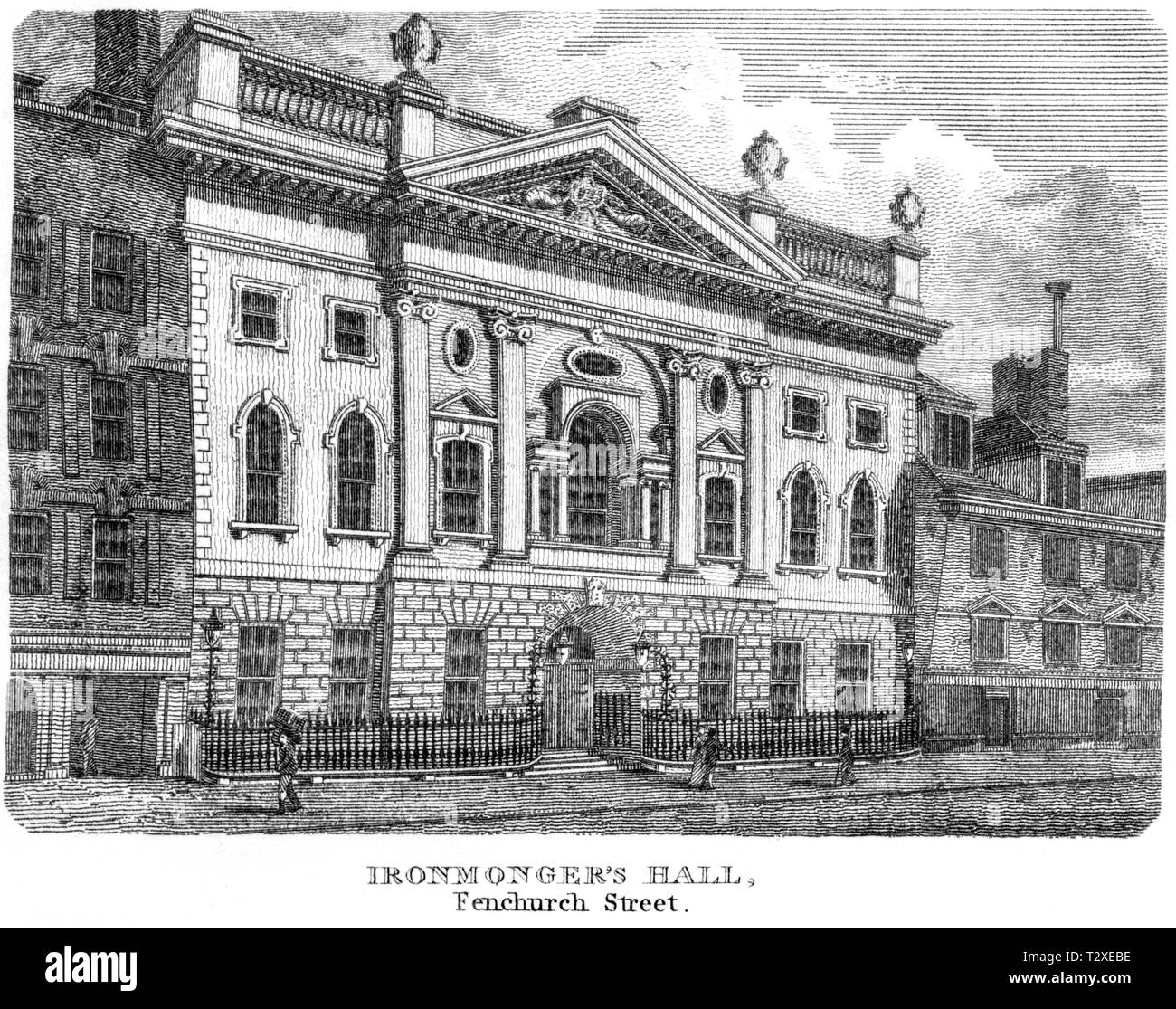 Una incisione di ferramenta Hall, Fenchurch Street, Londra UK scansionati ad alta risoluzione da un libro pubblicato nel 1814. Ritiene copyright free. Foto Stock